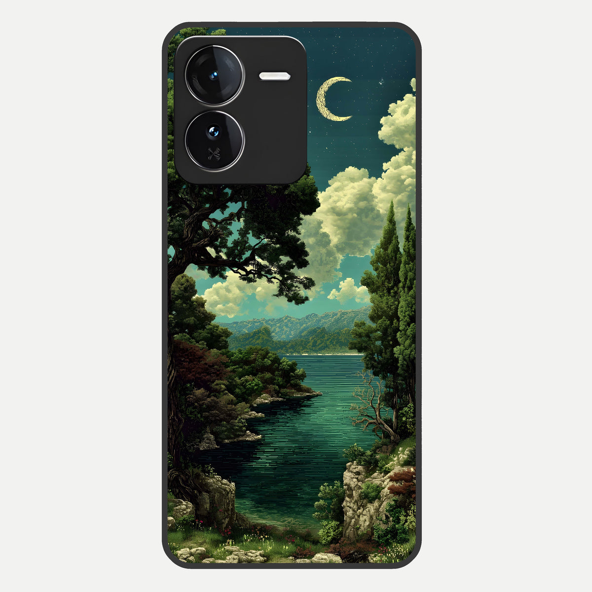  Celestial Lake Peace Glass Case For iQOO Z9 back cover – full design glossy printed glass finish