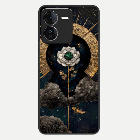  Celestial Lotus Morang Glass Case For iQOO Z9 back cover – full design glossy printed glass finish