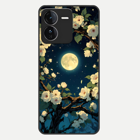  Celestial Moon And Flower Glass Case For iQOO Z9 back cover – full design glossy printed glass finish