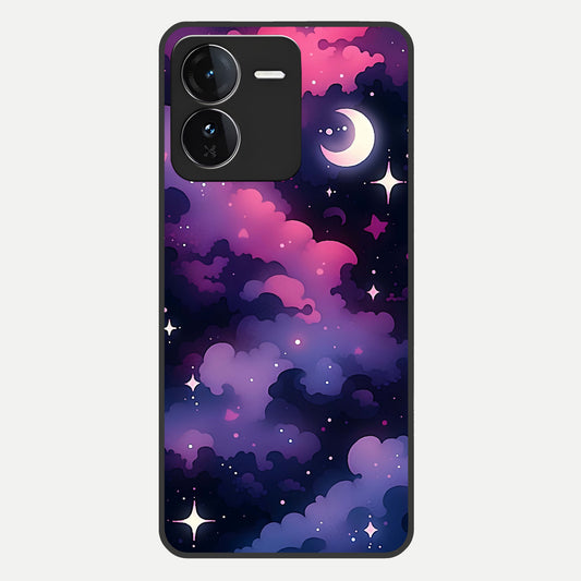  Celestial Moon Magic Glass Case For iQOO Z9 back cover – full design glossy printed glass finish