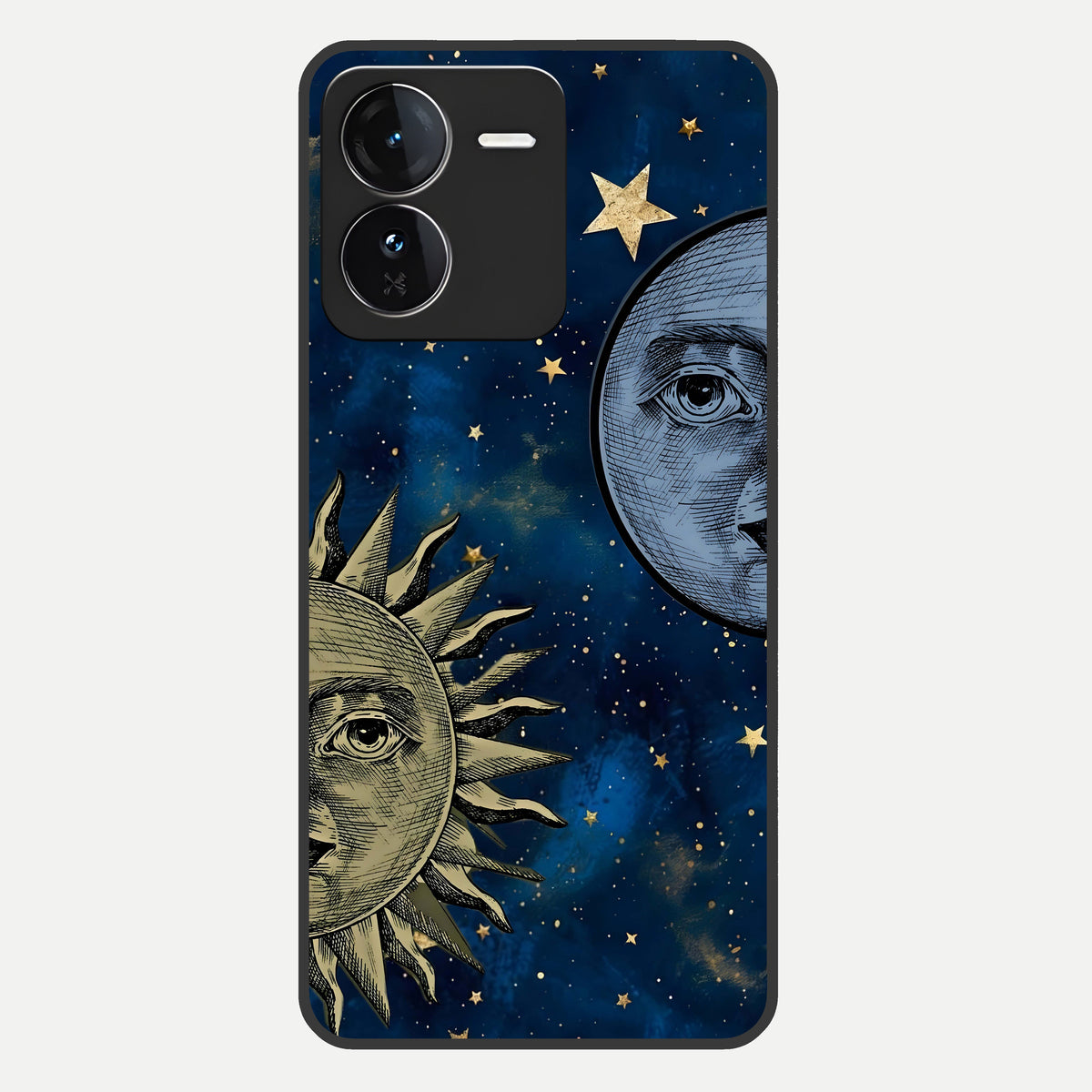  Celestial Moon With Sun Glass Case For iQOO Z9 back cover – full design glossy printed glass finish