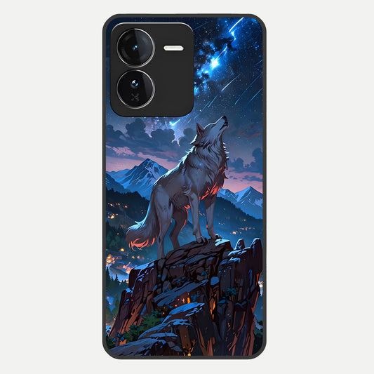  Celestial Wolf Howl Glass Case For iQOO Z9 back cover – full design glossy printed glass finish