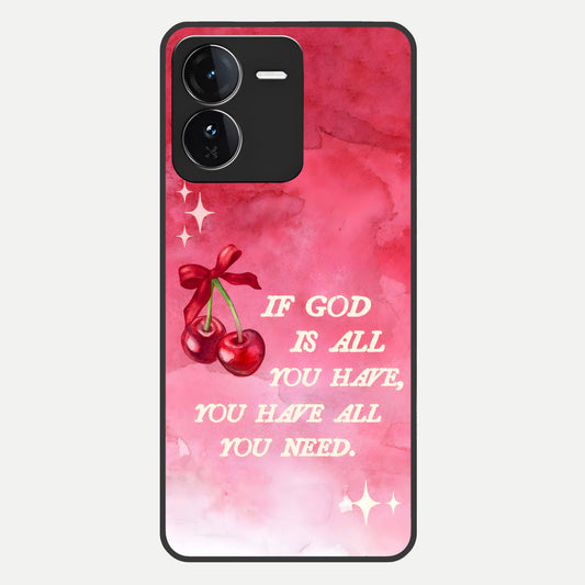  Cherry Quote Glass Case For iQOO Z9 back cover – full design glossy printed glass finish