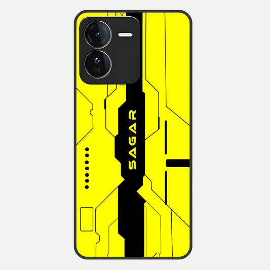  Circuit CYBERPUNK Custom Name Glass Case For iQOO Z9 back cover – full design glossy printed glass finish