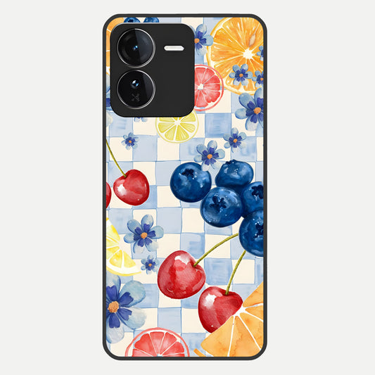  Citrus Bloom Joy Glass Case For iQOO Z9 back cover – full design glossy printed glass finish