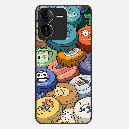  Coins Patterns Glass Case For iQOO Z9 back cover – full design glossy printed glass finish