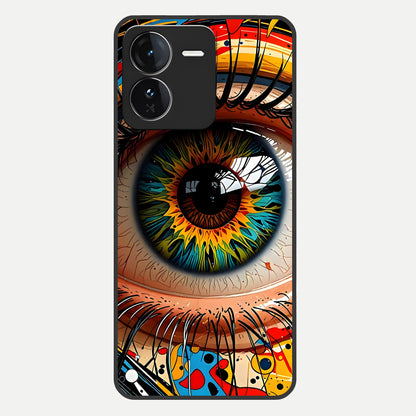  Colorful Eye Glass Case For iQOO Z9 back cover – full design glossy printed glass finish