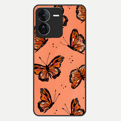  Coral Wing Butterfly Glass Case For iQOO Z9 back cover – full design glossy printed glass finish