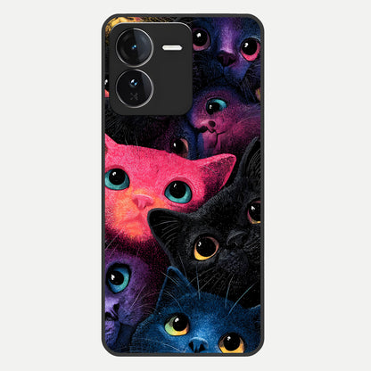  Cosmic Cats Dreams Glass Case For iQOO Z9 back cover – full design glossy printed glass finish