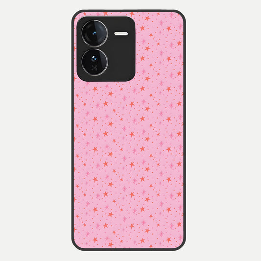  Cosmic Pink Sparkle Glass Case For iQOO Z9 back cover – full design glossy printed glass finish
