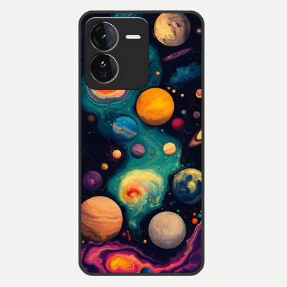  Cosmic Planet Journey Glass Case For iQOO Z9 back cover – full design glossy printed glass finish