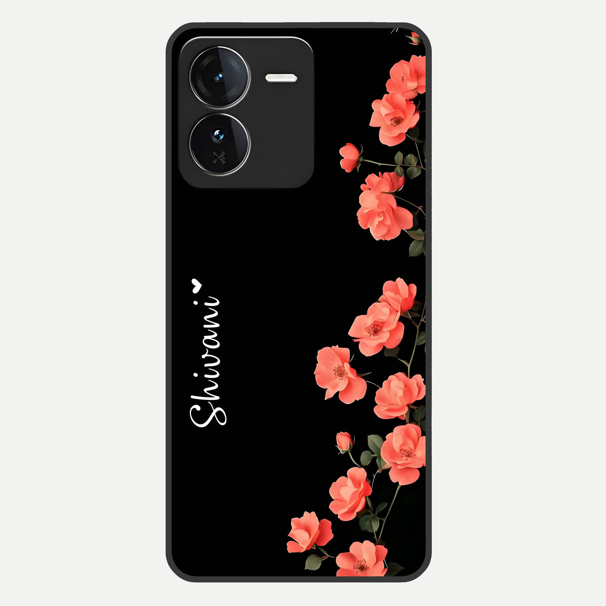  Crimson Bloom Grace Custom Name Glass Case For iQOO Z9 back cover – full design glossy printed glass finish