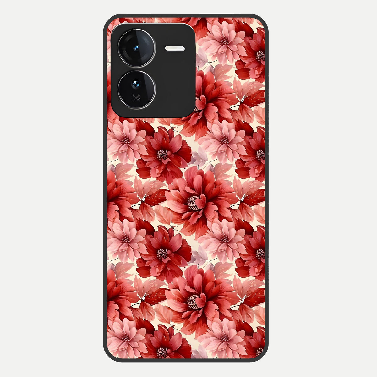  Crimson Love Petals Glass Case For iQOO Z9 back cover – full design glossy printed glass finish