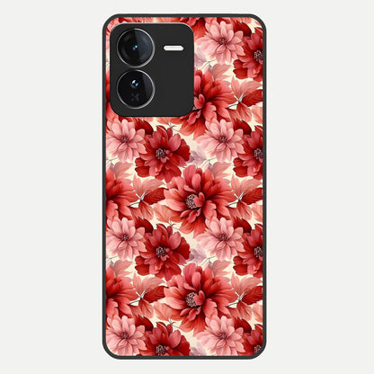  Crimson Love Petals Glass Case For iQOO Z9 back cover – full design glossy printed glass finish