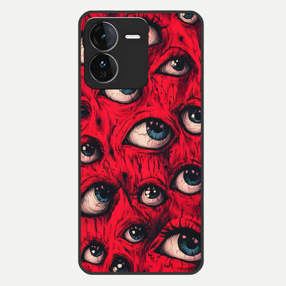  Crimson Watch Eyes Glass Case For iQOO Z9 back cover – full design glossy printed glass finish