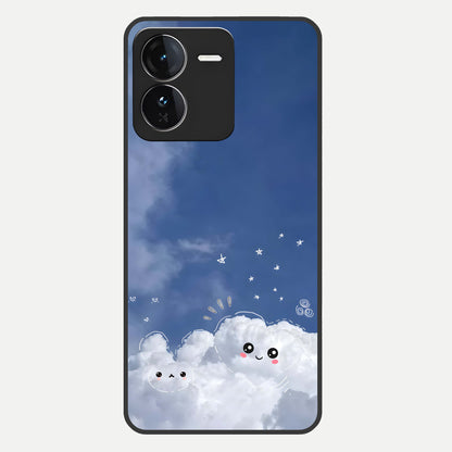  Cute Blossom Cloud Glass Case For iQOO Z9 back cover – full design glossy printed glass finish
