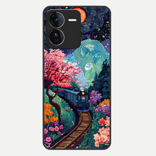  Digital Art Glass Case For iQOO Z9 back cover – full design glossy printed glass finish