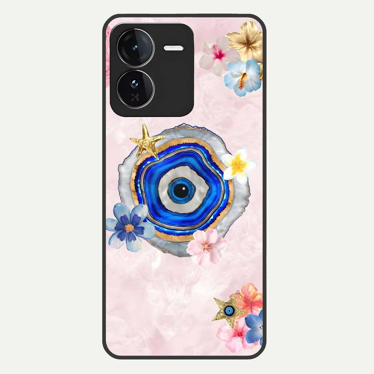  Divine Aura Bloom Glass Case For iQOO Z9 back cover – full design glossy printed glass finish