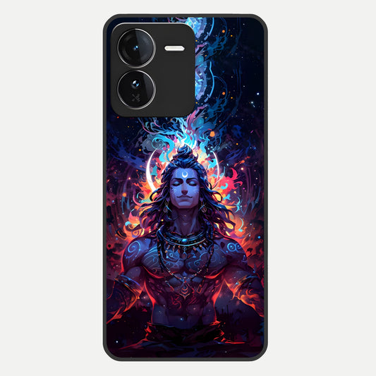  Divine Fire Shiv Glass Case For iQOO Z9 back cover – full design glossy printed glass finish
