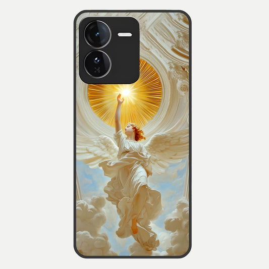  Divine Light Angel Glass Case For iQOO Z9 back cover – full design glossy printed glass finish