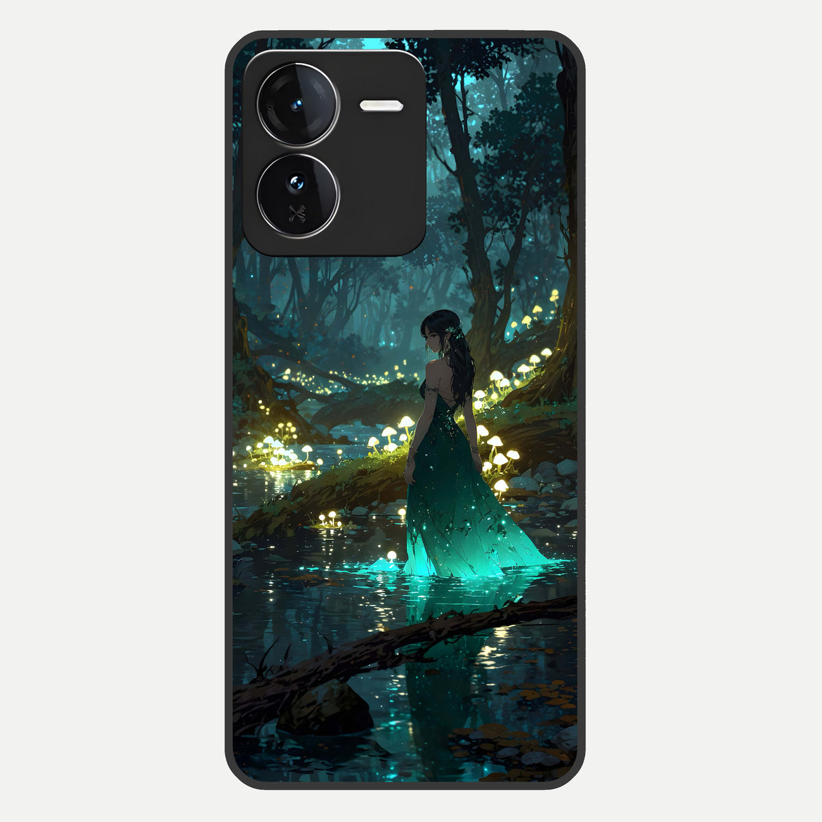  Enchanted Forest Glow Glass Case For iQOO Z9 back cover – full design glossy printed glass finish