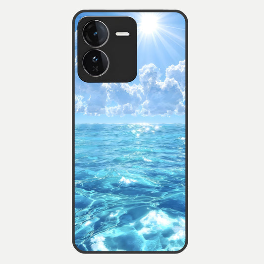  Endless Ocean Horizon Glass Case For iQOO Z9 back cover – full design glossy printed glass finish