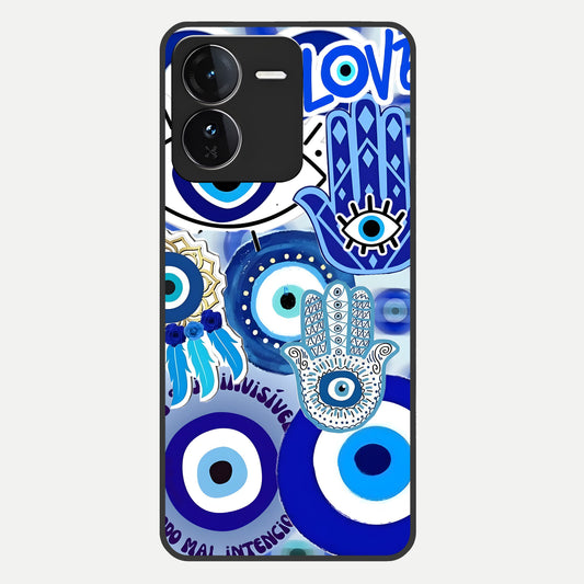  Evil Eyes Dream Glass Case For iQOO Z9 back cover – full design glossy printed glass finish
