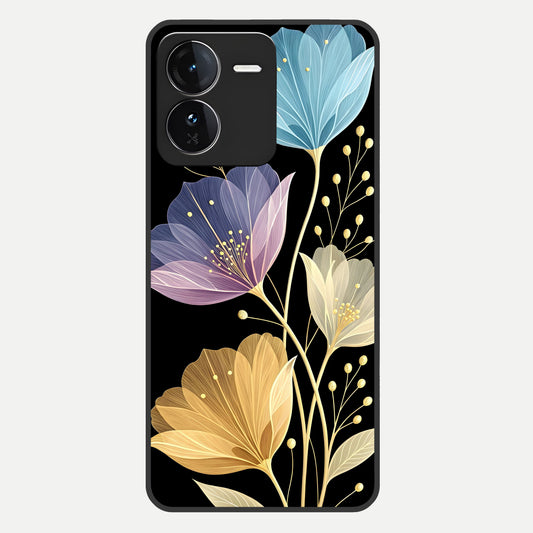  Flower Bloom Glow Glass Case For iQOO Z9 back cover – full design glossy printed glass finish