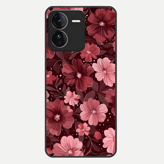  Flower Blush Bloom Glass Case For iQOO Z9 back cover – full design glossy printed glass finish