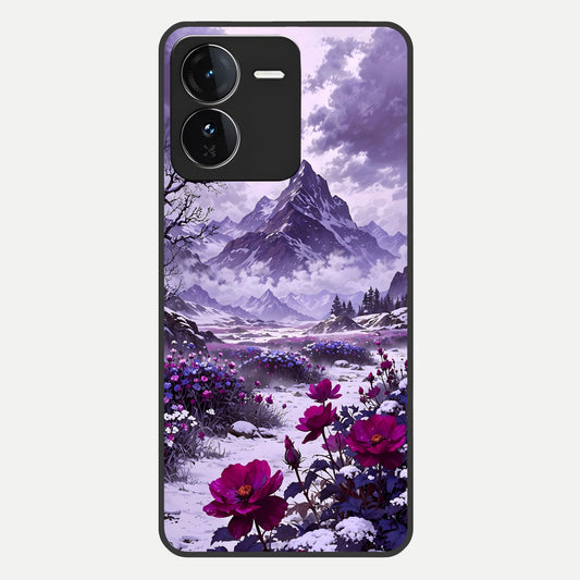  Flower Mountain View Glass Case For iQOO Z9 back cover – full design glossy printed glass finish