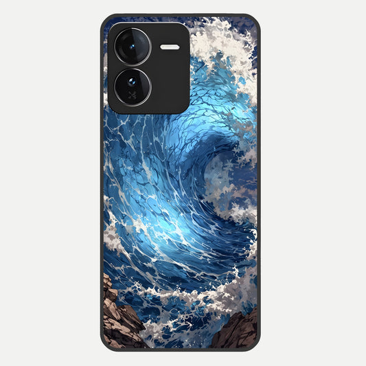  Giant Ocean Wave Glass Case For iQOO Z9 back cover – full design glossy printed glass finish