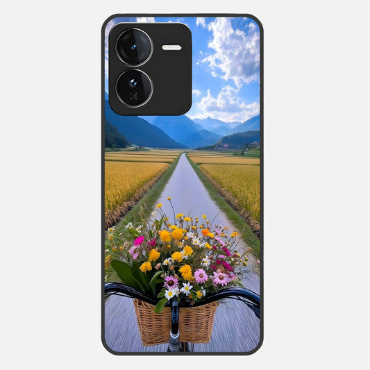  Golden Field Journey Glass Case For iQOO Z9 back cover – full design glossy printed glass finish
