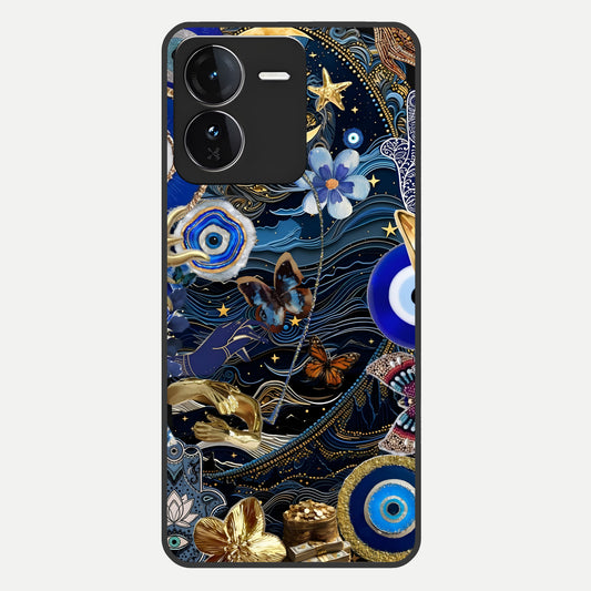  Golden Moon Magic Glass Case For iQOO Z9 back cover – full design glossy printed glass finish