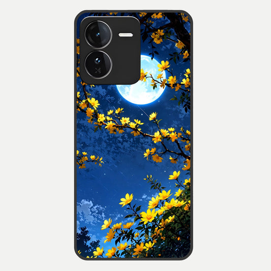  Golden Night Glow Glass Case For iQOO Z9 back cover – full design glossy printed glass finish