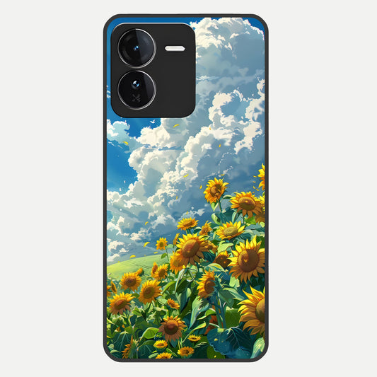  Golden Sun Glory Glass Case For iQOO Z9 back cover – full design glossy printed glass finish