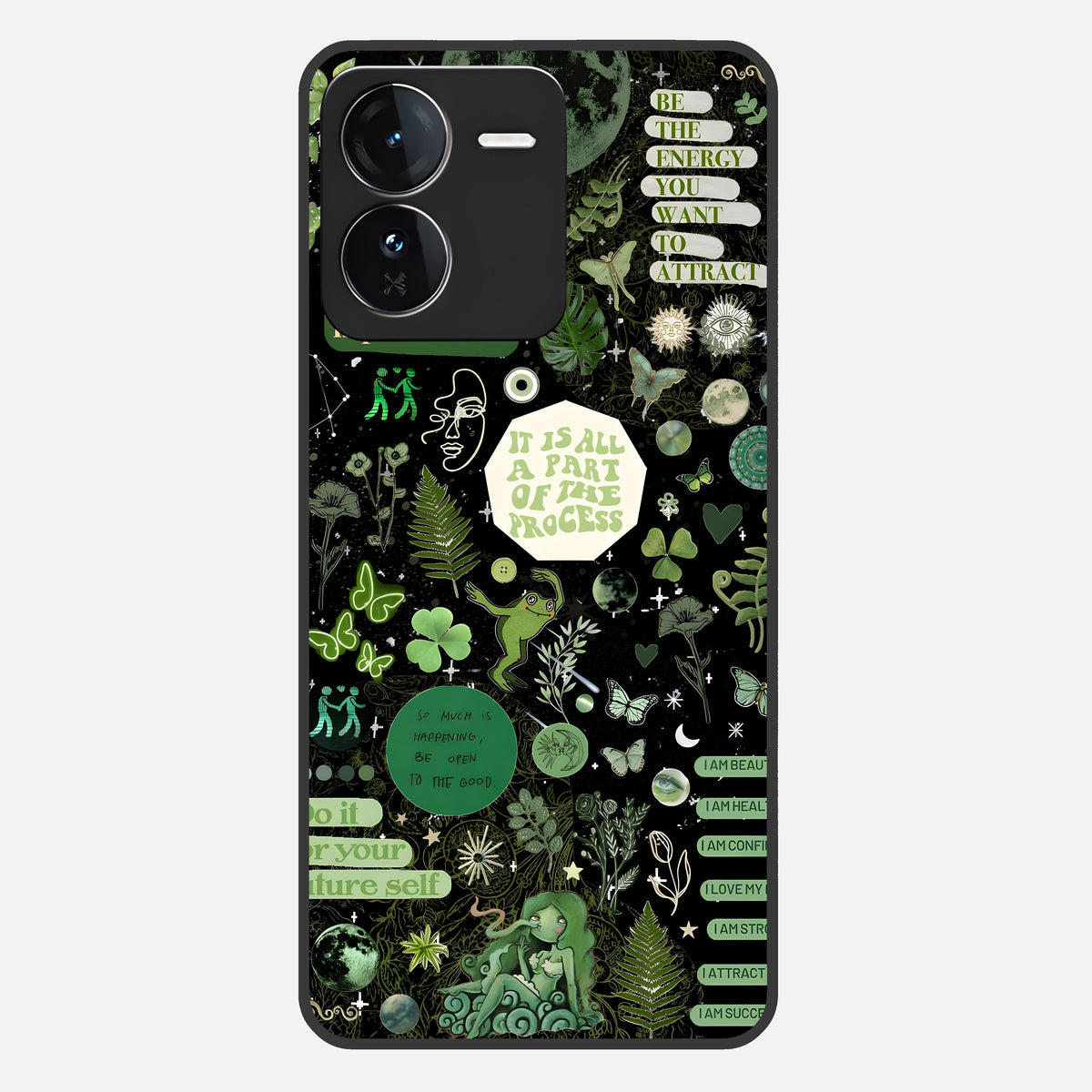  Green Mandala Pattern Glass Case For iQOO Z9 back cover – full design glossy printed glass finish