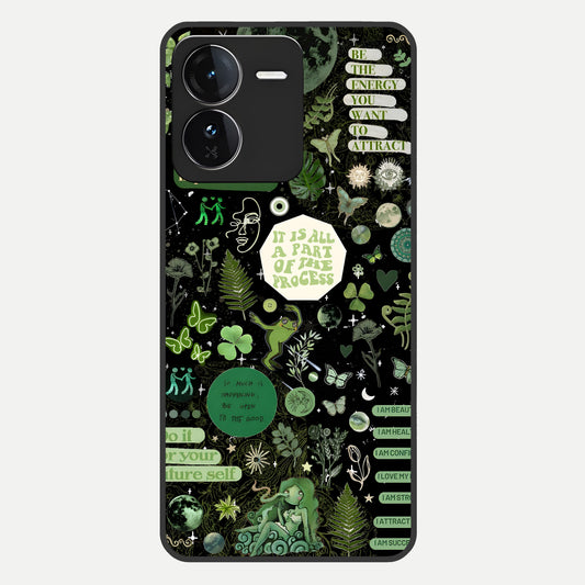  Green Mandala Pattern Glass Case For iQOO Z9 back cover – full design glossy printed glass finish