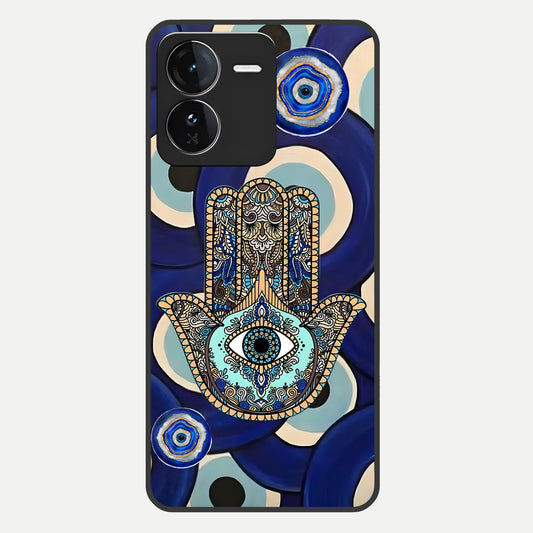  Hamsa Divine Guard Glass Case For iQOO Z9 back cover – full design glossy printed glass finish