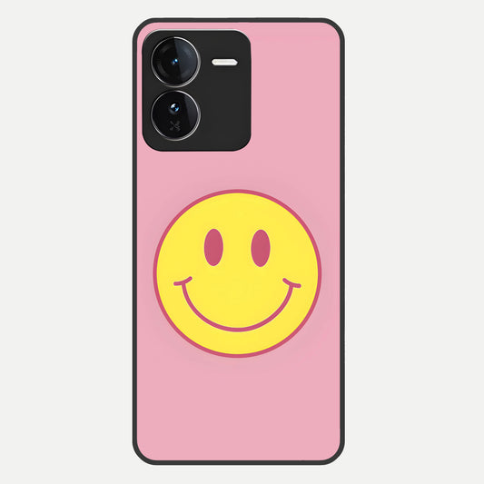  Happy Pink Mood Glass Case For iQOO Z9 back cover – full design glossy printed glass finish