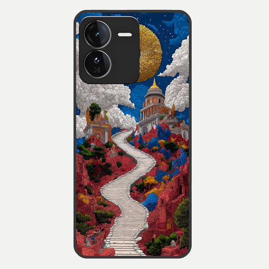  Heavenly Moon Path Glass Case For iQOO Z9 back cover – full design glossy printed glass finish