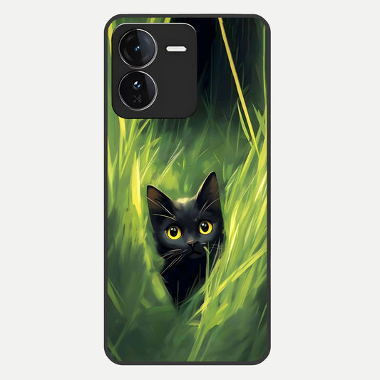  Hidden Cat Whisper Glass Case For iQOO Z9 back cover – full design glossy printed glass finish