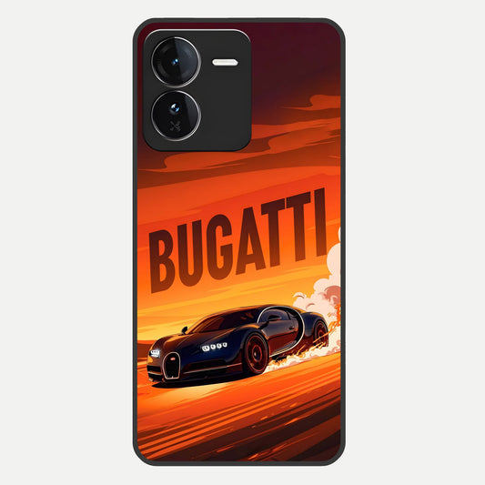  Inferno Bugatti Storm Glass Case For iQOO Z9 back cover – full design glossy printed glass finish