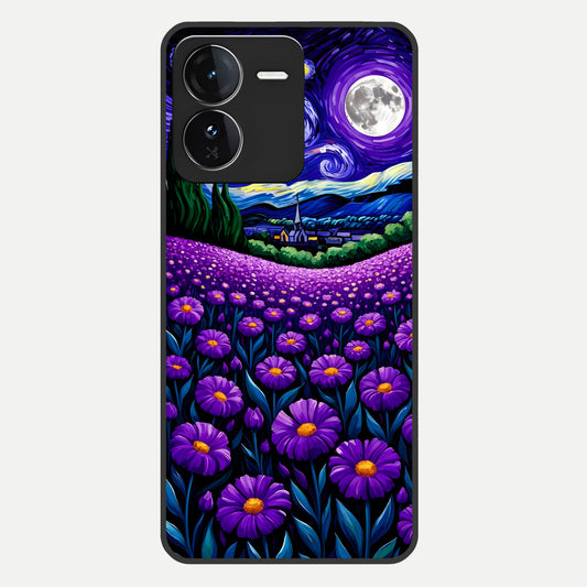  Lavender Moon Field Glass Case For iQOO Z9 back cover – full design glossy printed glass finish