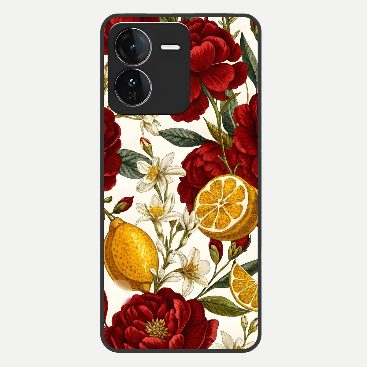  Lemon Rose Charm Glass Case For iQOO Z9 back cover – full design glossy printed glass finish