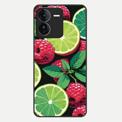  Lime and Raspberry Pattern Glass Case For iQOO Z9 back cover – full design glossy printed glass finish