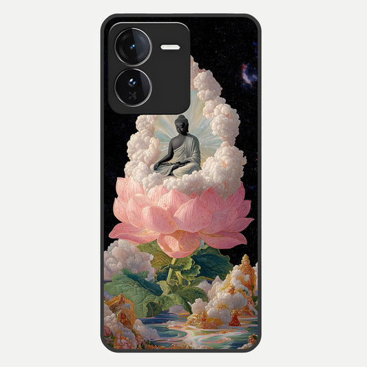  Lotus Divine Peace Glass Case For iQOO Z9 back cover – full design glossy printed glass finish