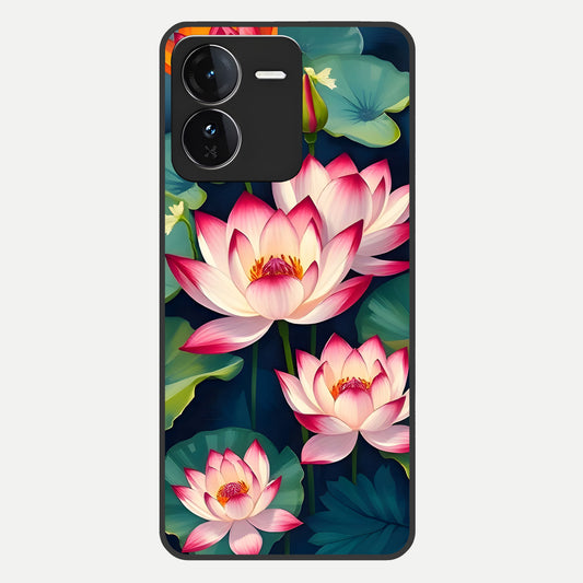  Lotus Dream Serenity Glass Case For iQOO Z9 back cover – full design glossy printed glass finish