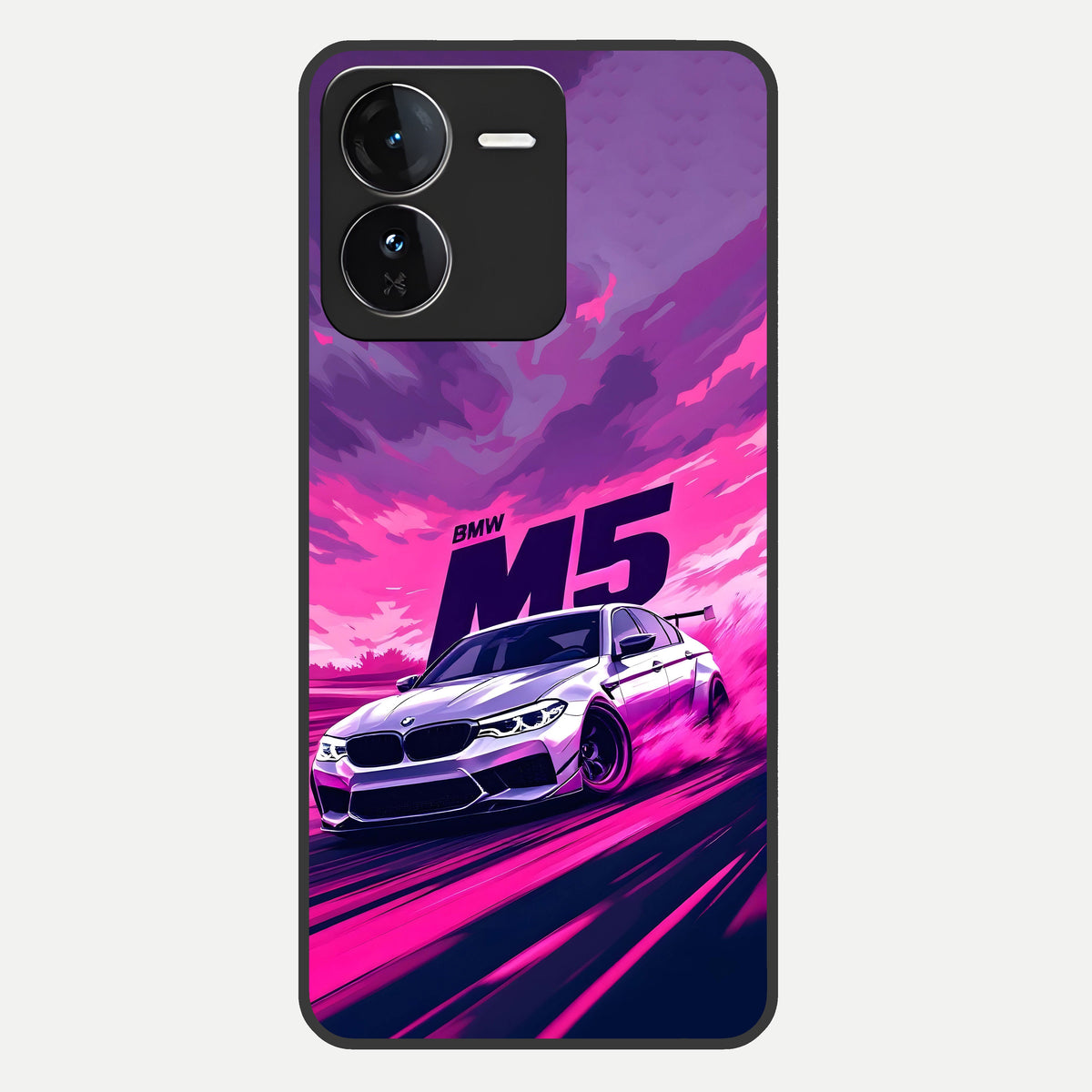  MS Neon Car Glass Case For iQOO Z9 back cover – full design glossy printed glass finish