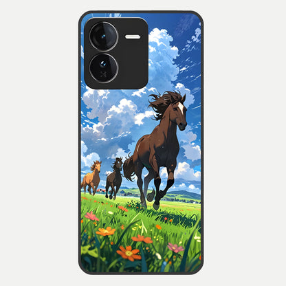  Majestic Horses Galloping Glass Case For iQOO Z9 back cover – full design glossy printed glass finish