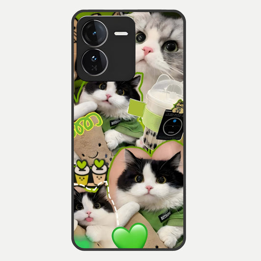  Matcha Cats Mood Glass Case For iQOO Z9 back cover – full design glossy printed glass finish
